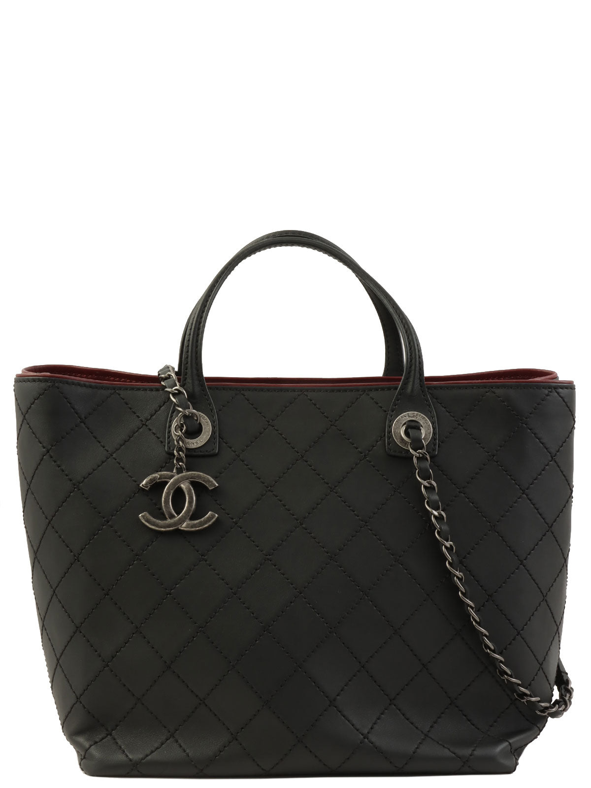 Made in 2015, Matelasse Stitch CC Charm 2-Way Bag, Black