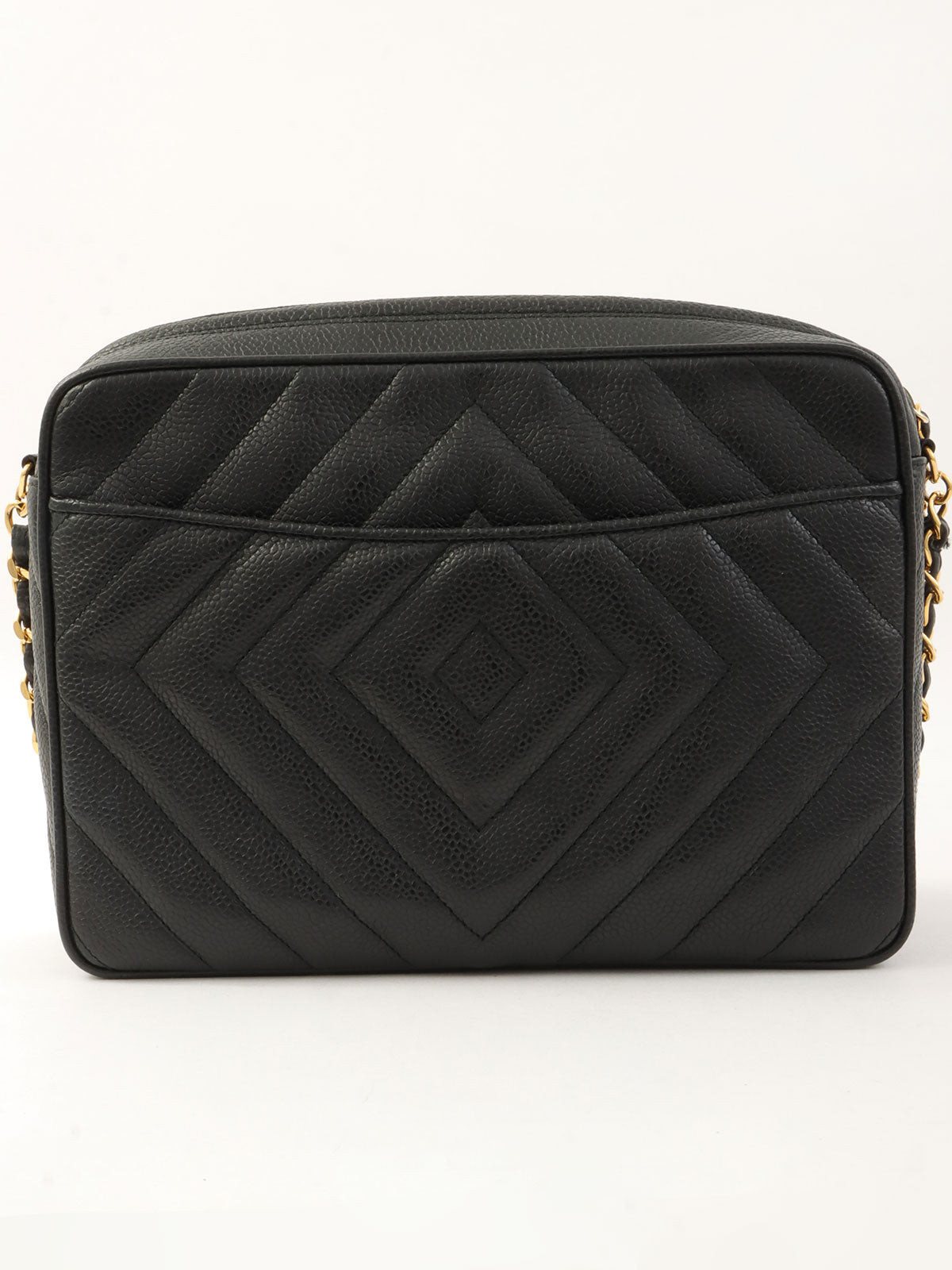 1992年頃製 キャビアスキンCCマークタッセルチェーンショルダーバッグ ブラック