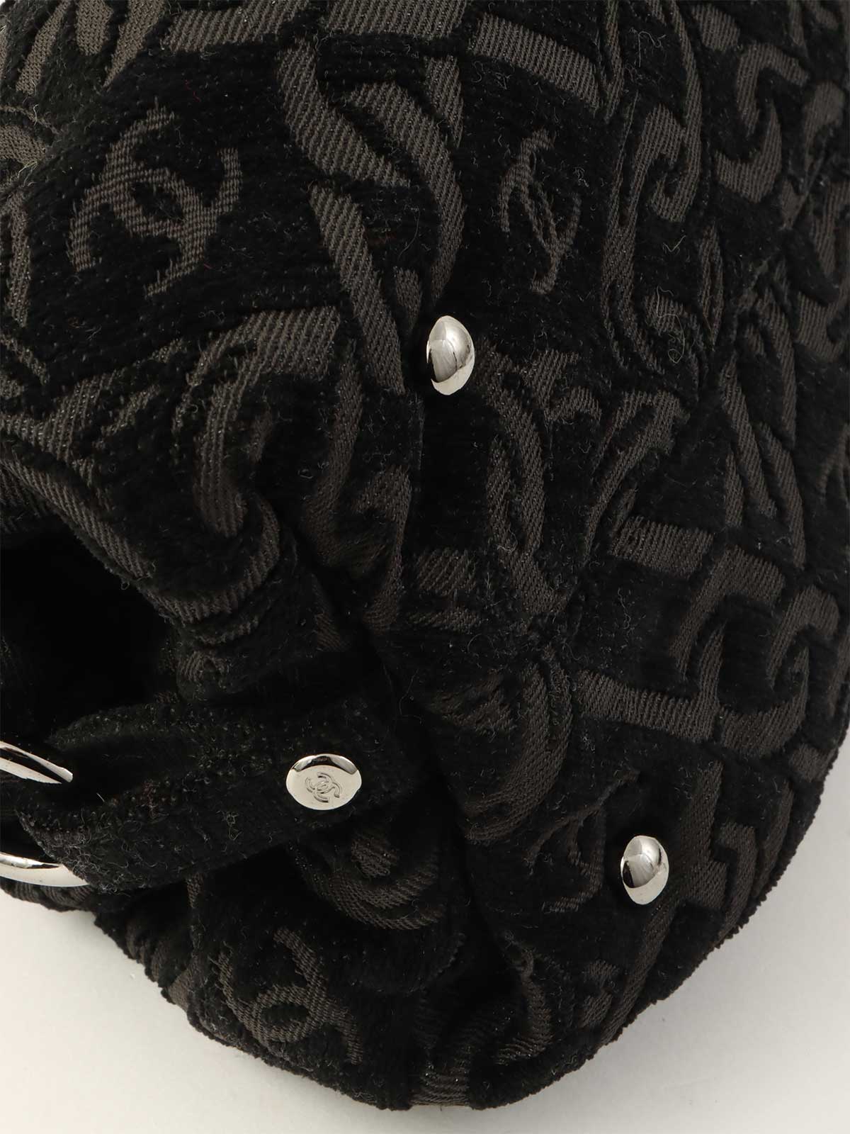 2005 Cotton CC Mark Chain Pattern Shoulder Bag, Black