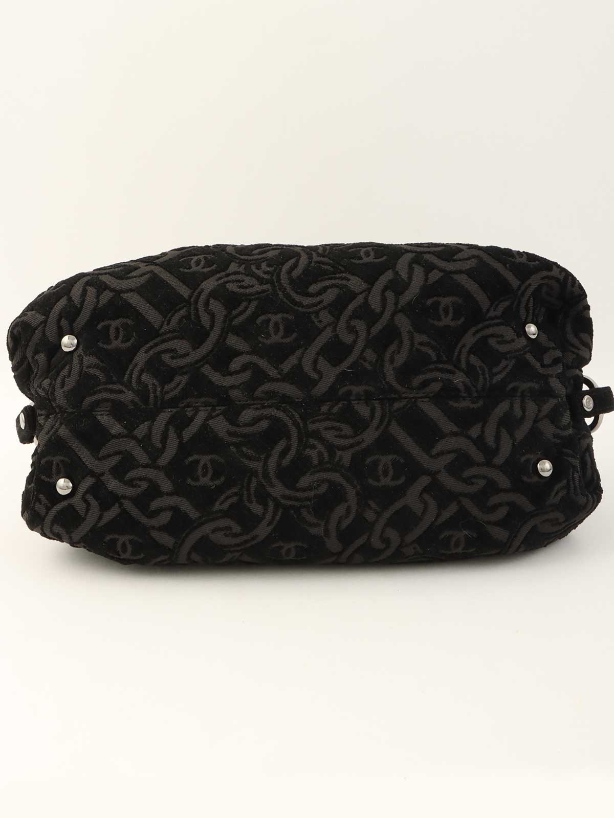 2005 Cotton CC Mark Chain Pattern Shoulder Bag, Black