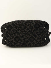2005 Cotton CC Mark Chain Pattern Shoulder Bag, Black