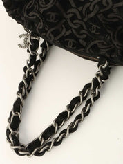 2005 Cotton CC Mark Chain Pattern Shoulder Bag, Black