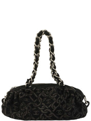 2005 Cotton CC Mark Chain Pattern Shoulder Bag, Black