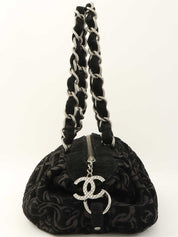 2005 Cotton CC Mark Chain Pattern Shoulder Bag, Black