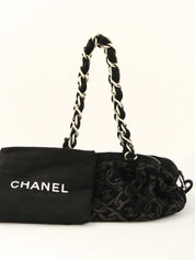 2005 Cotton CC Mark Chain Pattern Shoulder Bag, Black