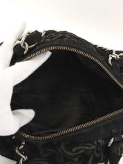 2005 Cotton CC Mark Chain Pattern Shoulder Bag, Black