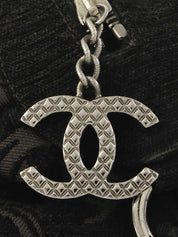 2005 Cotton CC Mark Chain Pattern Shoulder Bag, Black