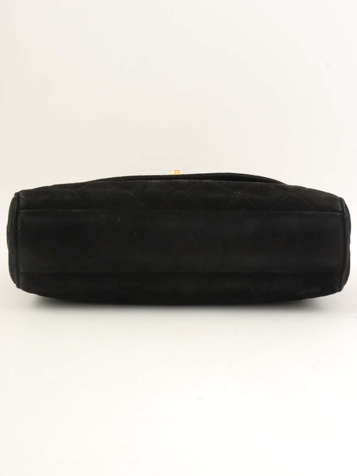 1995年頃製 スエードマトラッセステッチCCターンロックチェーンショルダーバッグ ブラック