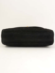 1995年頃製 スエードマトラッセステッチCCターンロックチェーンショルダーバッグ ブラック