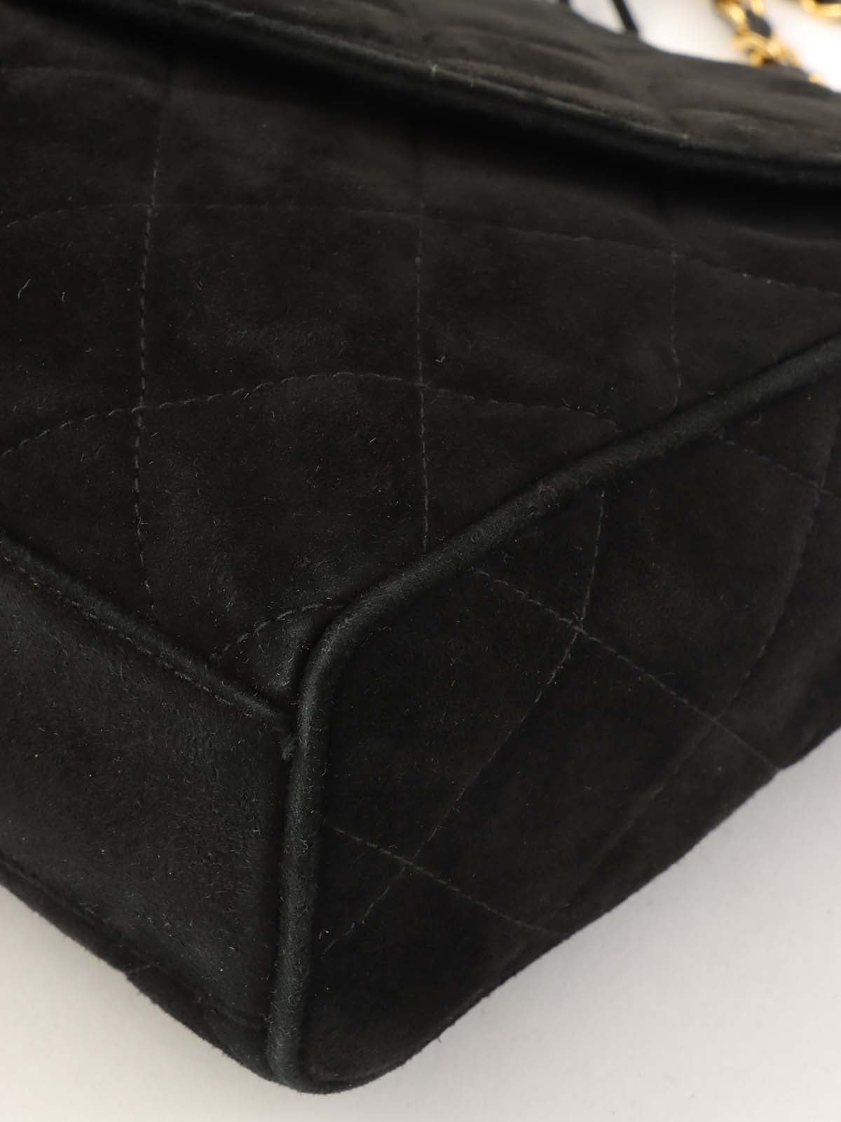 1995年頃製 スエードマトラッセステッチCCターンロックチェーンショルダーバッグ ブラック