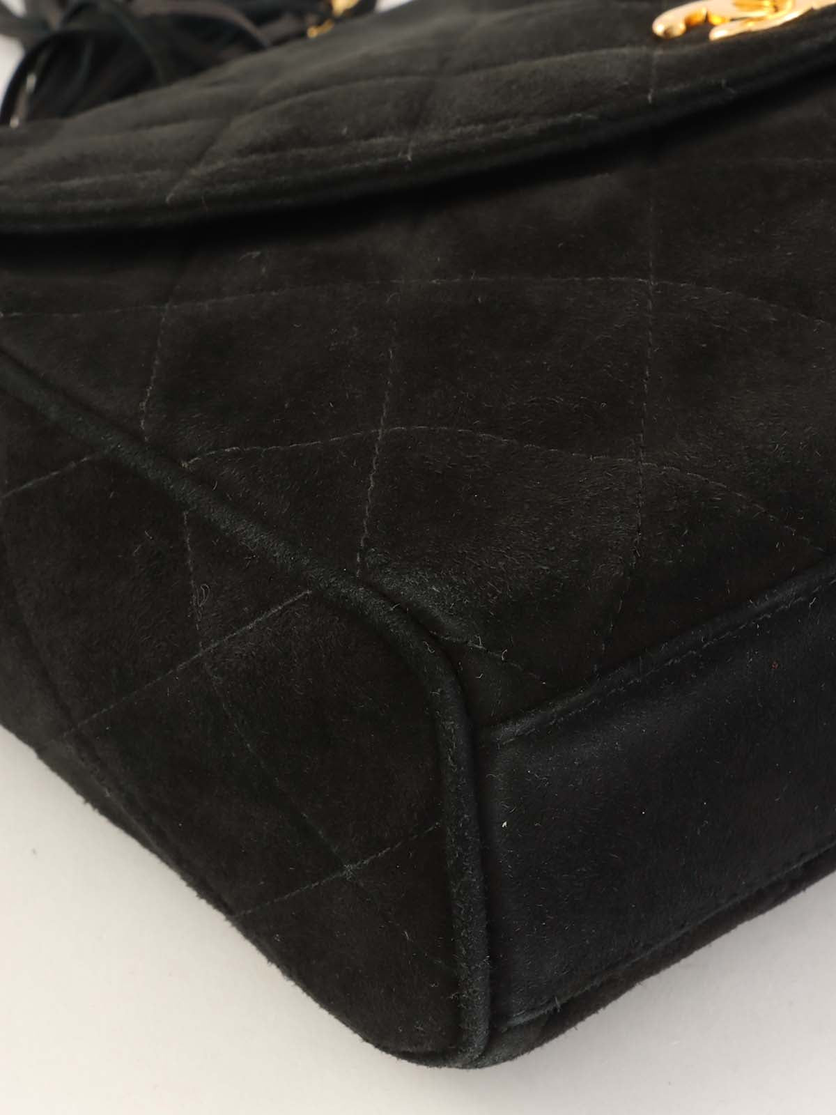 1995年頃製 スエードマトラッセステッチCCターンロックチェーンショルダーバッグ ブラック