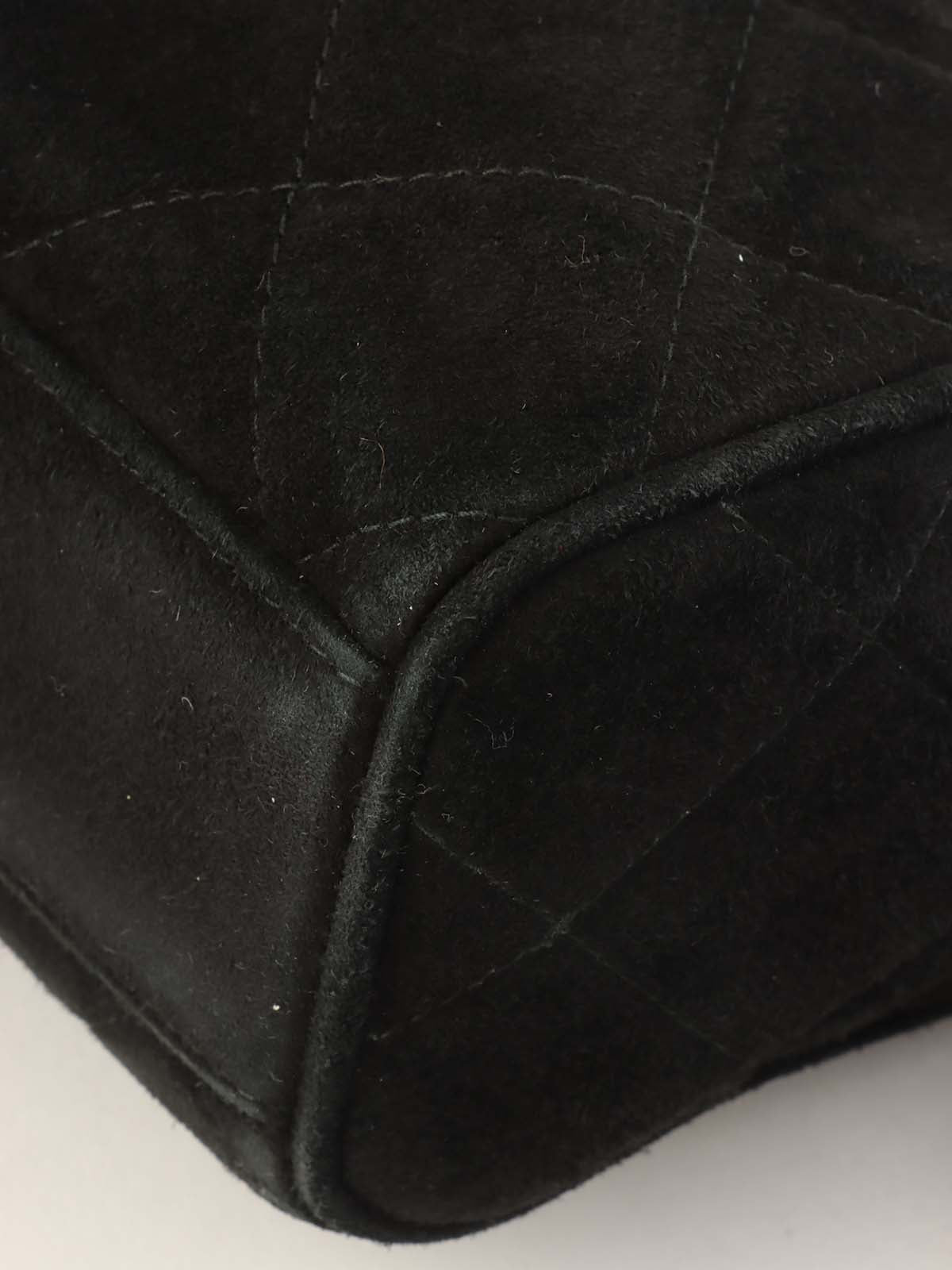 1995年頃製 スエードマトラッセステッチCCターンロックチェーンショルダーバッグ ブラック