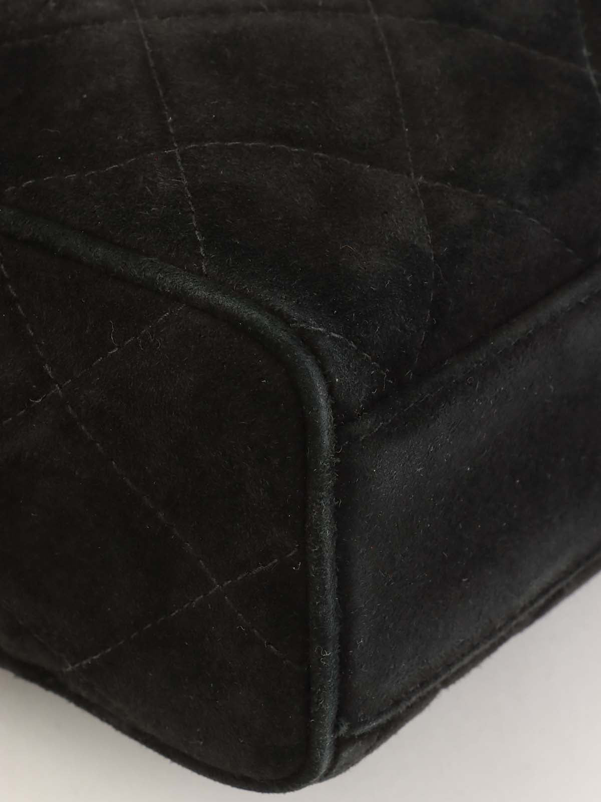 1995 黑色麂皮绗缝 CC 旋扣链条单肩包