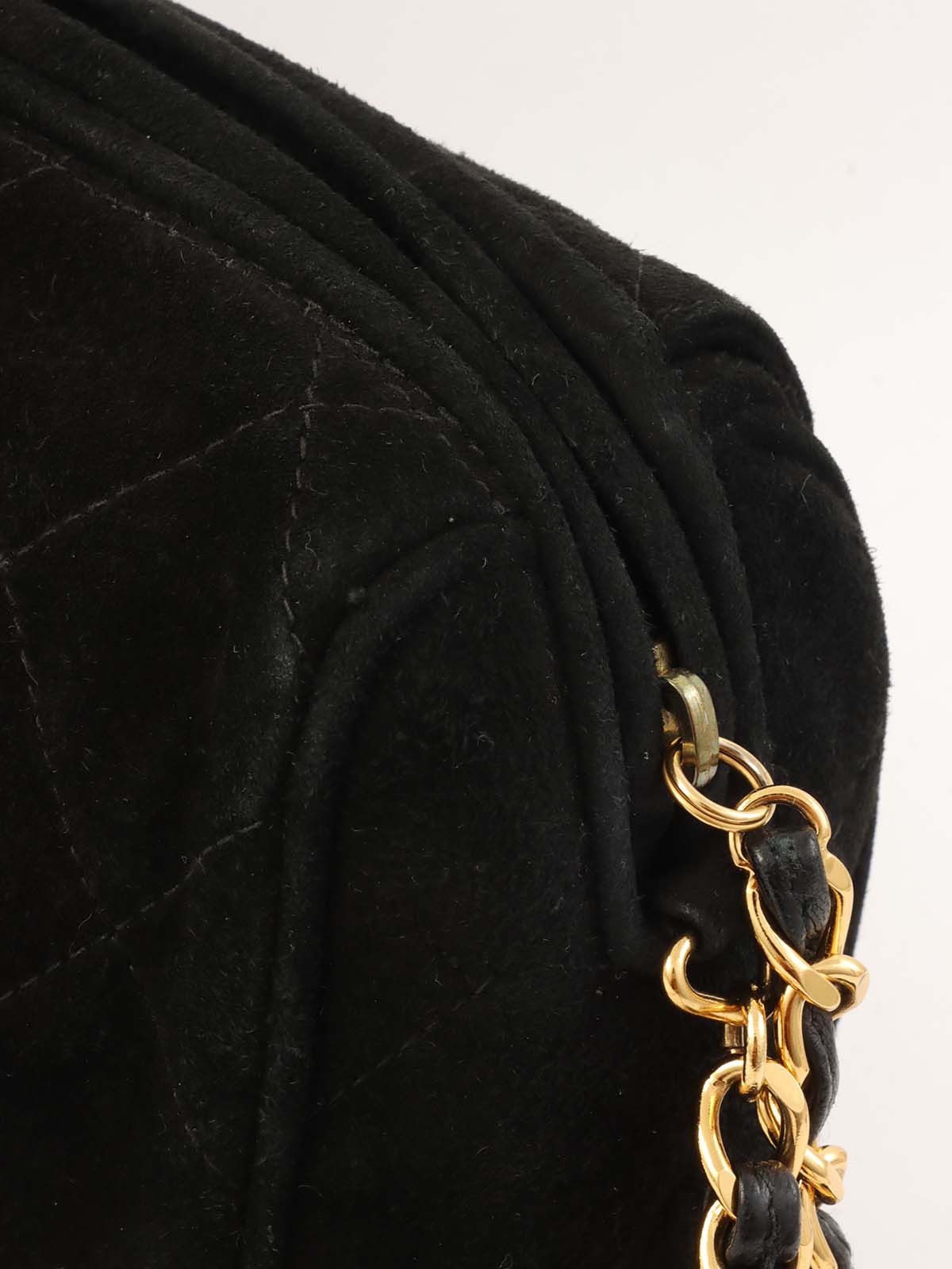 1995 黑色麂皮绗缝 CC 旋扣链条单肩包