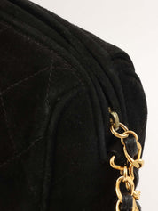 1995 黑色麂皮绗缝 CC 旋扣链条单肩包