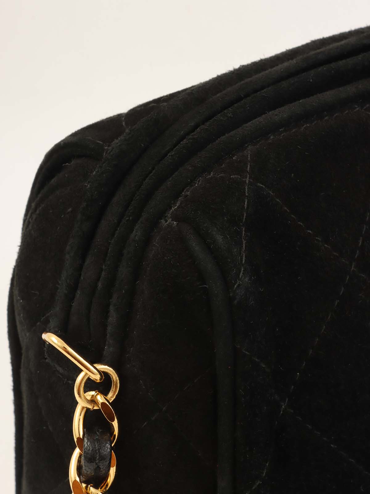 1995 黑色麂皮绗缝 CC 旋扣链条单肩包