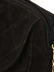 1995年頃製 スエードマトラッセステッチCCターンロックチェーンショルダーバッグ ブラック