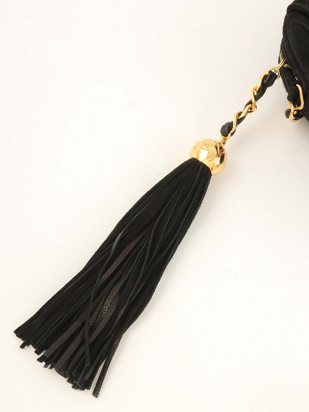 1995 黑色麂皮绗缝 CC 旋扣链条单肩包