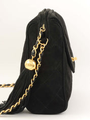 1995 黑色麂皮绗缝 CC 旋扣链条单肩包