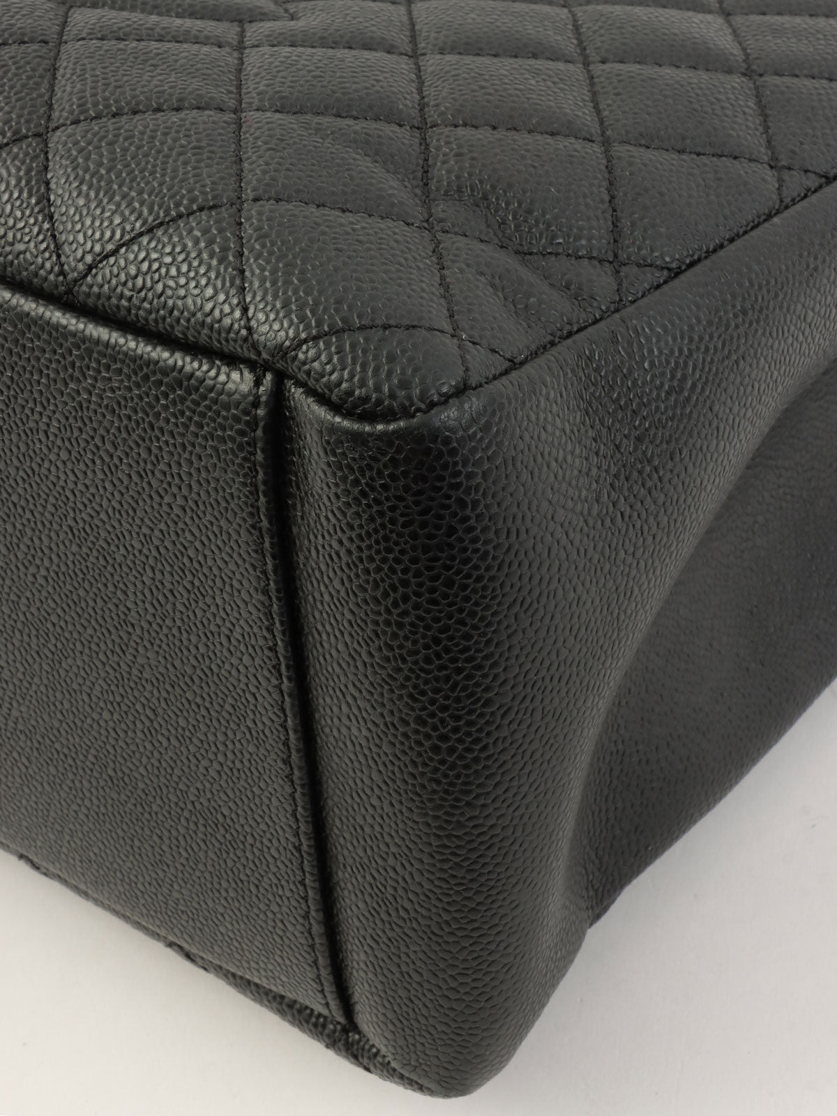 2012年頃 キャビアスキンCCマークステッチチェーントートバッグ ブラック