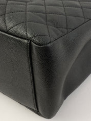 Circa 2012 Caviar Skin CC Mark Stitch Chain Tote Bag Black