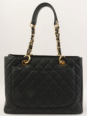 2012年頃 キャビアスキンCCマークステッチチェーントートバッグ ブラック