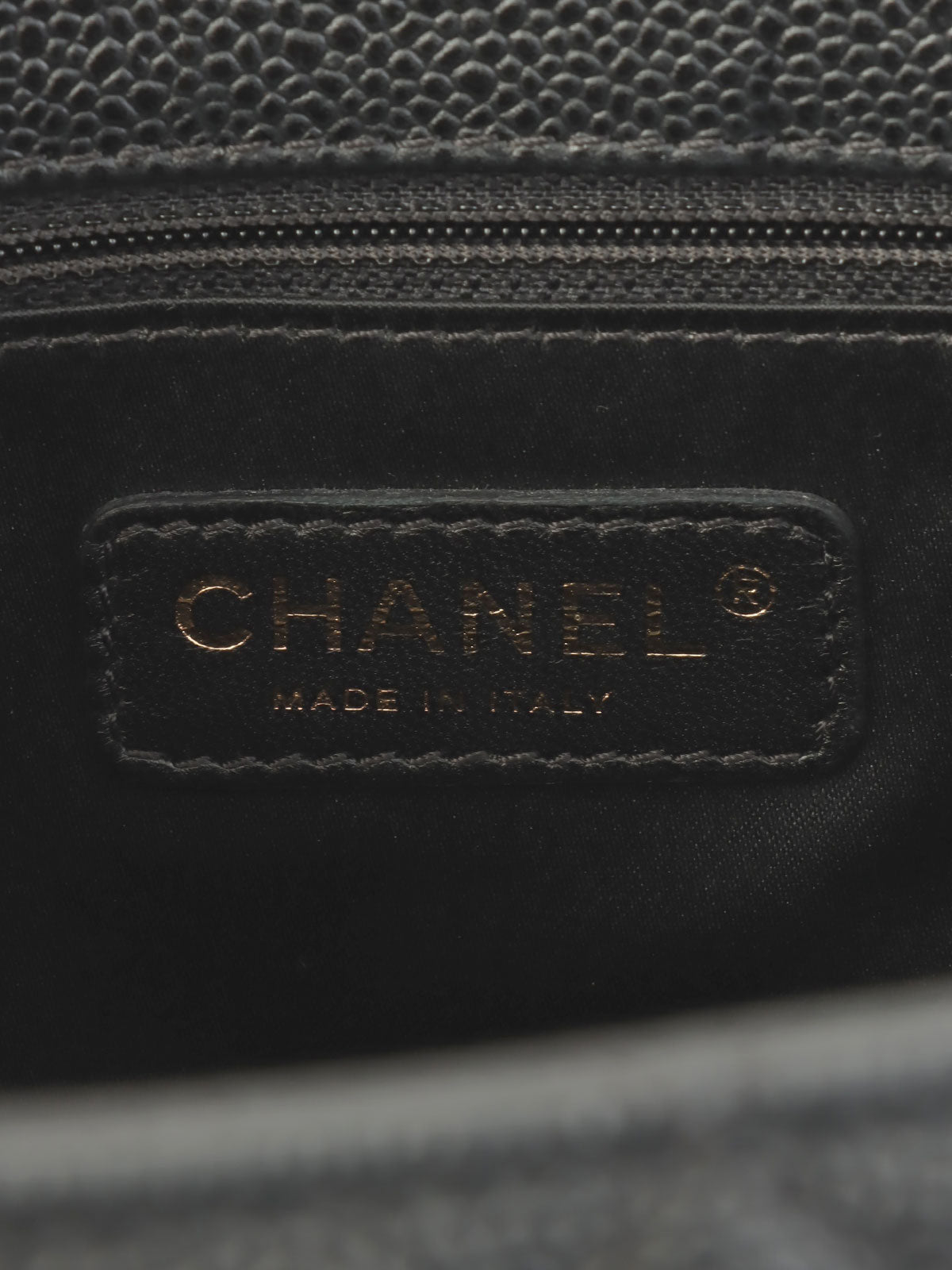 Circa 2012 Caviar Skin CC Mark Stitch Chain Tote Bag Black