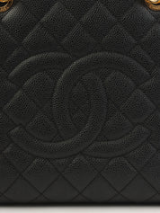 Circa 2012 Caviar Skin CC Mark Stitch Chain Tote Bag Black