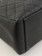 2012年頃 キャビアスキンCCマークステッチチェーントートバッグ ブラック