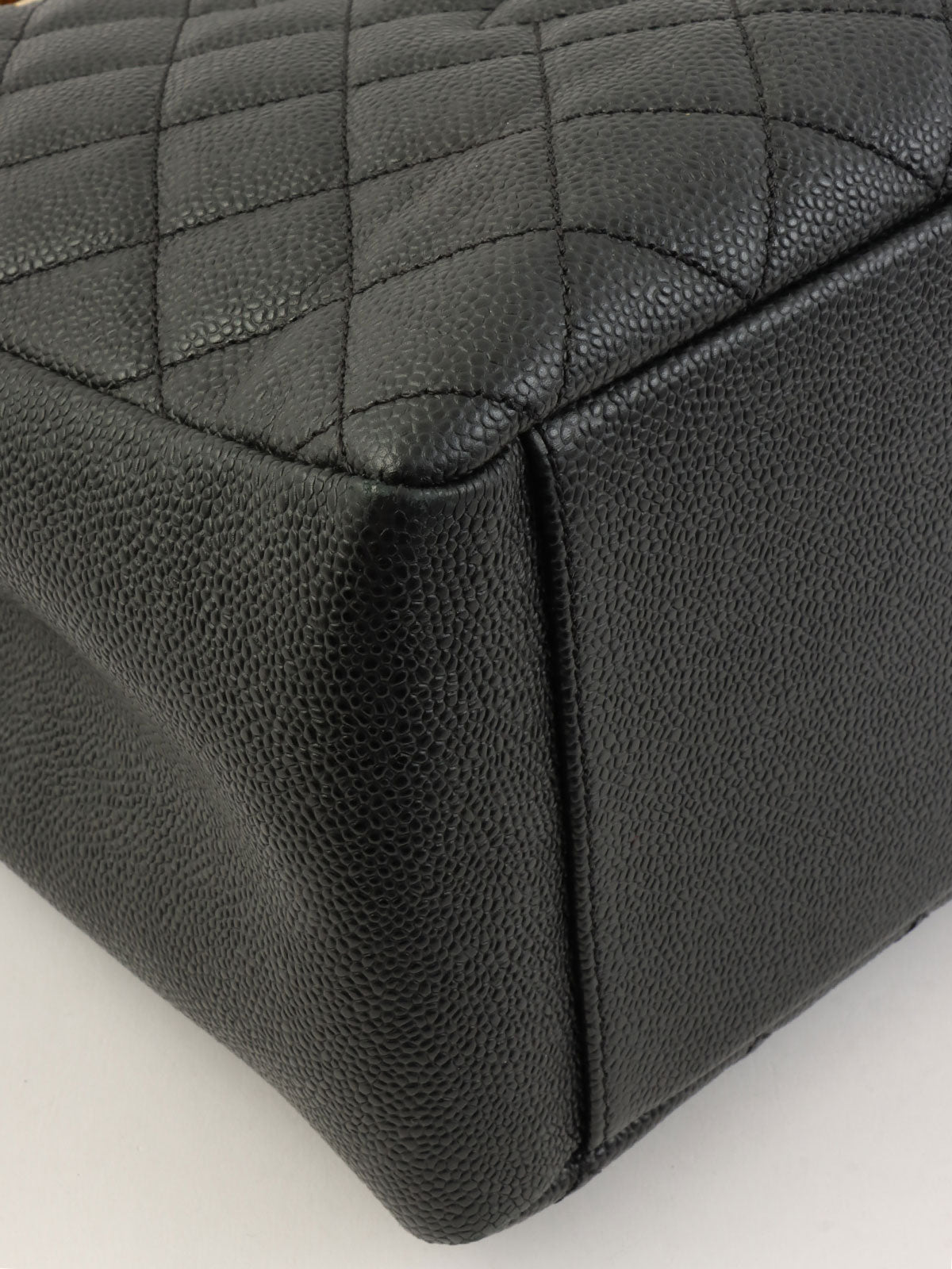 Circa 2012 Caviar Skin CC Mark Stitch Chain Tote Bag Black