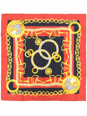 圆形标志设计链条图案围巾 红/黑色