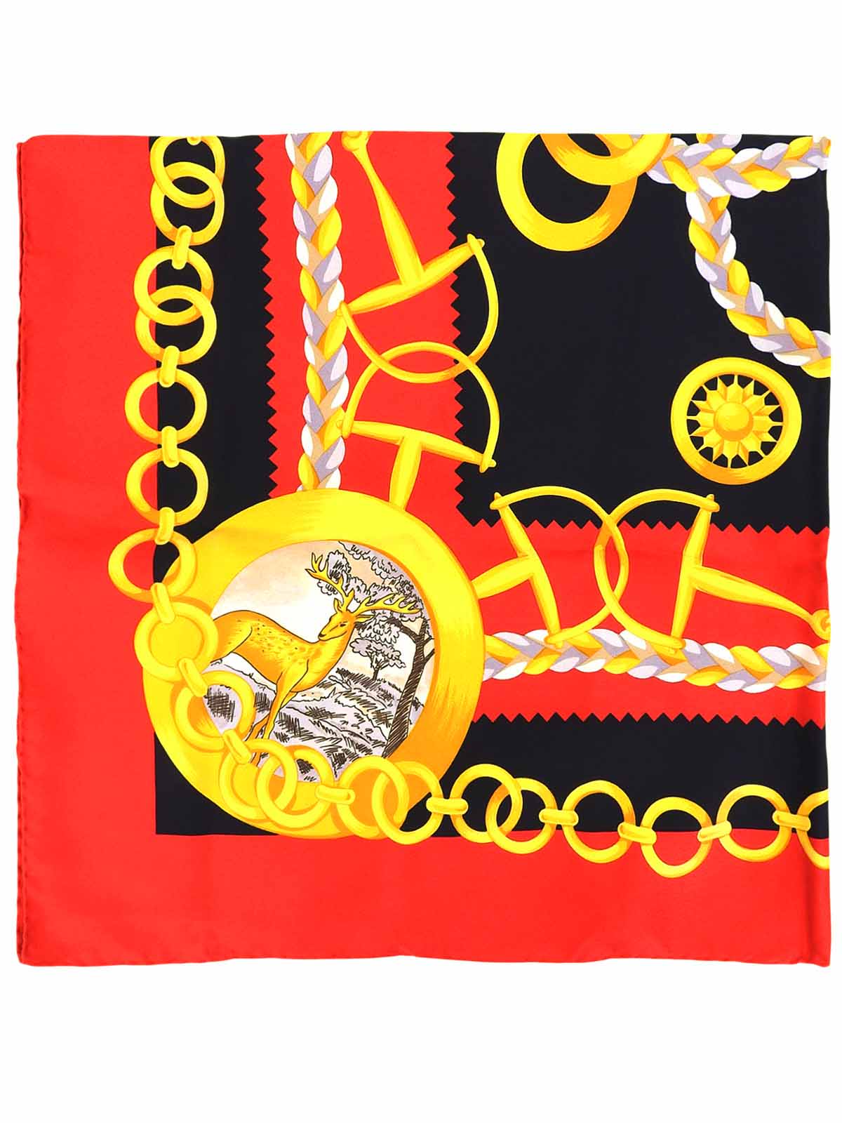Circle logo design chain pattern scarf in red/black