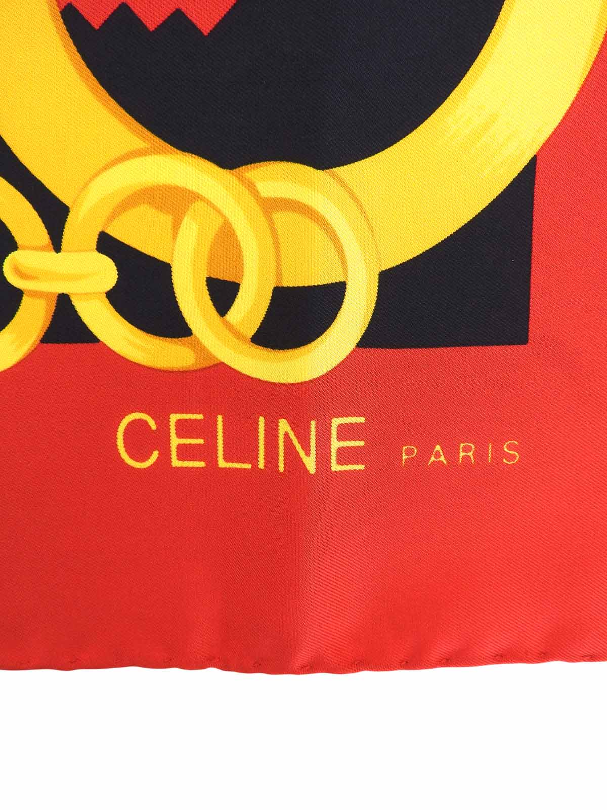 圆形标志设计链条图案围巾 红/黑色