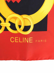 圆形标志设计链条图案围巾 红/黑色