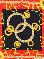 圆形标志设计链条图案围巾 红/黑色