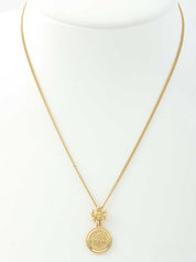 Ribbon Round Emblem Logo Necklace Gold