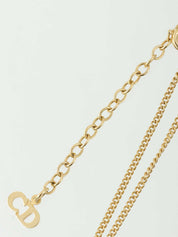 Ribbon Round Emblem Logo Necklace Gold