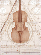 カレ90　La Musique des Spheresパターンスカーフ　アイボリー／ブラウン