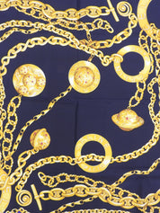 海军蓝链纹围巾