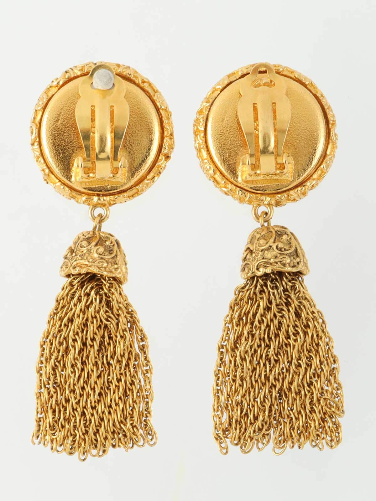 1993年製　デザインCCマークタッセルイヤリング　ゴールド