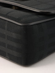 Check Pattern Round Logo Mini Shoulder Bag in Black