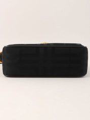 Check Pattern Round Logo Mini Shoulder Bag in Black