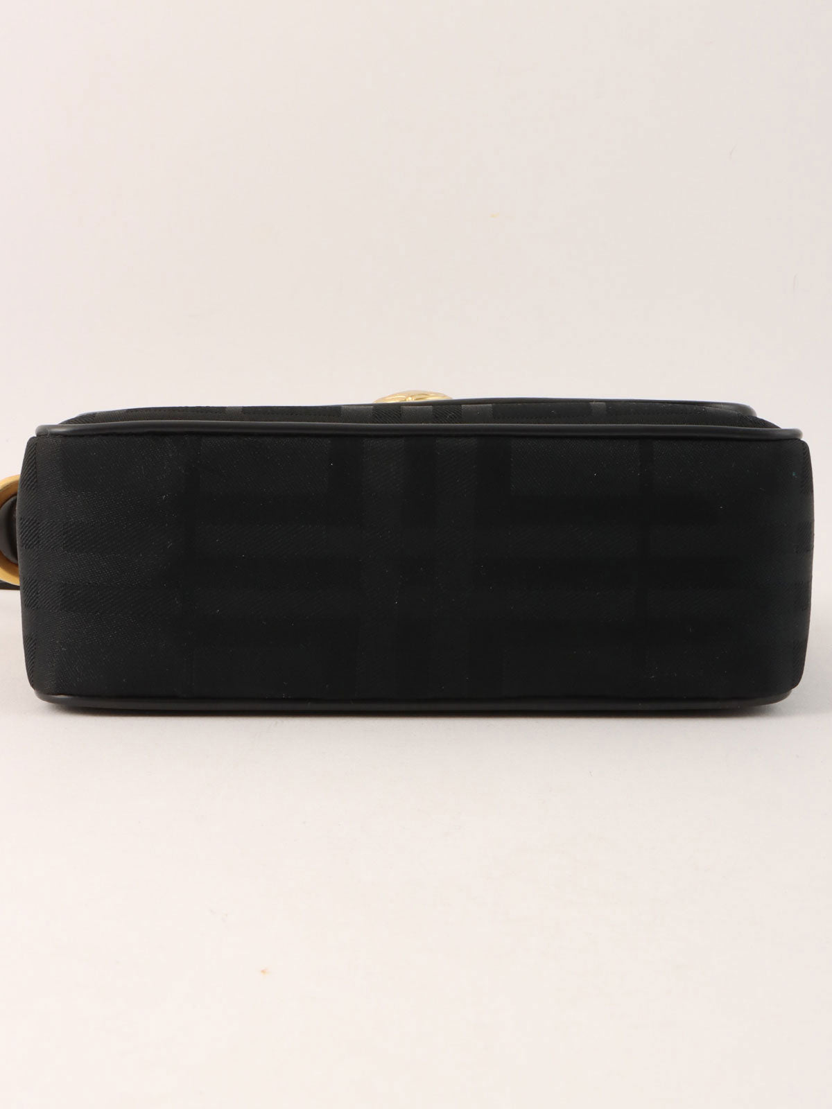 Check Pattern Round Logo Mini Shoulder Bag in Black