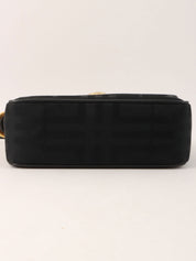 Check Pattern Round Logo Mini Shoulder Bag in Black