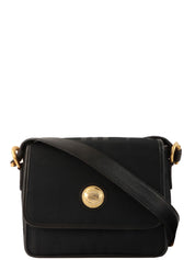 Check Pattern Round Logo Mini Shoulder Bag in Black