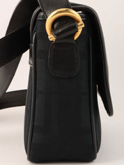 Check Pattern Round Logo Mini Shoulder Bag in Black
