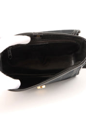 Check Pattern Round Logo Mini Shoulder Bag in Black