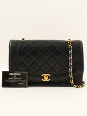 1992 Diana Flap Chain Bag 25cm Black