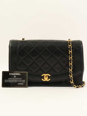 1992 Diana Flap Chain Bag 25cm Black