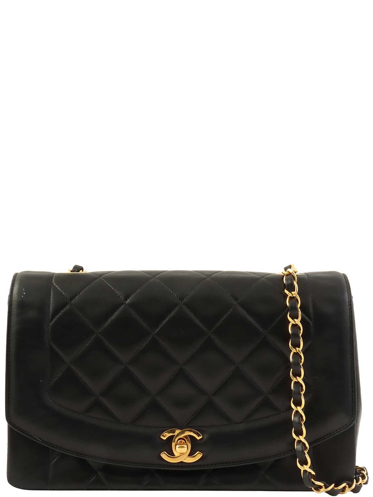 1992 Diana Flap Chain Bag 25cm Black